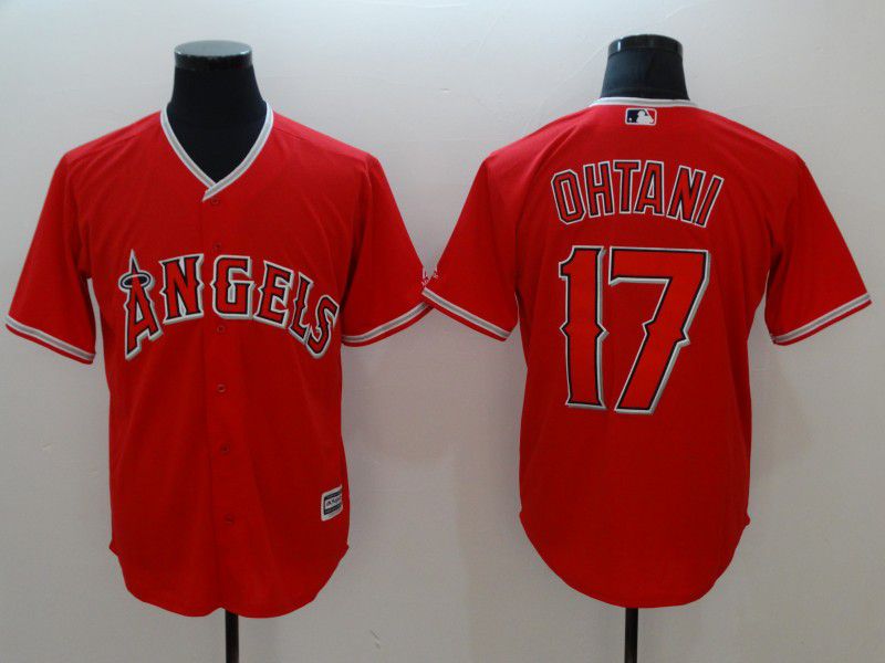 Men Los Angeles Angels #17 Ohtani Red Game MLB Jerseys->->MLB Jersey